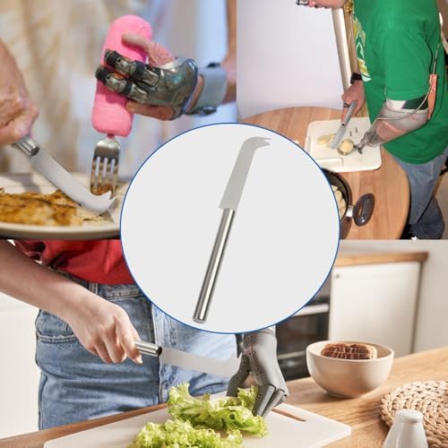 One-Handed Tableware Knife for Hemiplegia Amputees Patient Independent Dining, Angled Nelson Knife, Adaptive Eating Aid Utensils for Elderly Arthritis Disabled Handicapped, 1 Pcs