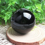 Acxico 1Pcs 60mm Natural Black Obsidian Sphere Crystal Ball Healing Stone + Free Stand