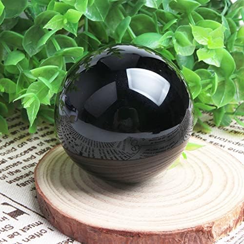 Acxico 1Pcs 60mm Natural Black Obsidian Sphere Crystal Ball Healing Stone + Free Stand
