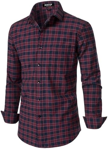 JEMITOP Men's Transitional Weather Slim Fit Long Sleeve Button Down Shirt Business Casual Dress Shirts with Pocket