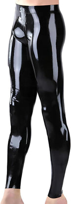 Latex Rubber Leggings for Men,Male Black Latex Tight Pants with Zip Handmade Clothing