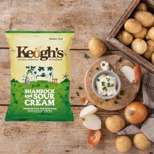 Keogh's Shamrock And Sour Cream Crisps 3x125 Grams Deliciously fresh Irish potato crisps