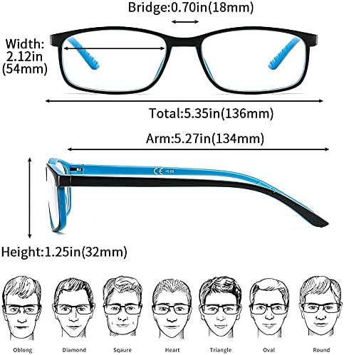 Suertree Reading Glasses Blue Light Blocking 3 Pack, Anti UV Ray Eyeglasses for Men Women Computer Reading, Anti Glare Eye Protection Spring Hinge, Readers Aid, Blue, 3.5X