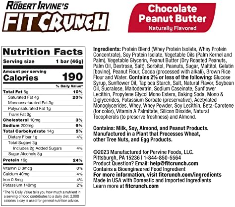 FITCRUNCH Snack Size Protein Bars, 6-Layer Baked Bar, 3g of Sugar, Gluten Free & Soft Cake Core (9 Bars, Chocolate Peanut Butter)
