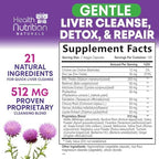 Gentle Liver Cleanse Detox & Repair Formula - Advanced Liver Support Supplement with Silymarin Milk Thistle, Dandelion Root, Artichoke Extract, Turmeric, Choline, & Beetroot - 240 Veggie Capsules