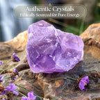 Anima Amethyst Crystal - Large 1.6-2" Deep Purple Natural Raw Amethyst Stone for Peace, Clarity, Sleep & Intuition - Ethically Sourced, Presented in Elegant Gift Box