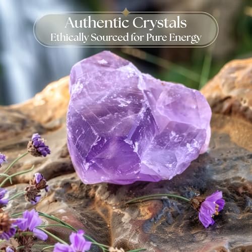 Anima Amethyst Crystal - Large 1.6-2" Deep Purple Natural Raw Amethyst Stone for Peace, Clarity, Sleep & Intuition - Ethically Sourced, Presented in Elegant Gift Box