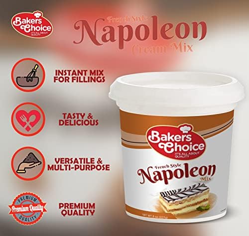 French Vanilla Pudding Mix - French Napoleon Custard Powder - Make Custard Creams For French Napoleon Cake, Custard Cups, Mousse Cake, and Desserts - Dairy Free, Kosher - 8 oz. - By Baker’s Choice