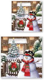 IHR Ideal Home Range Cocktail Napkins Disposable 3-Ply Paper Party Napkin Pack, 5" x 5", Friendly Snowman, 20-Count