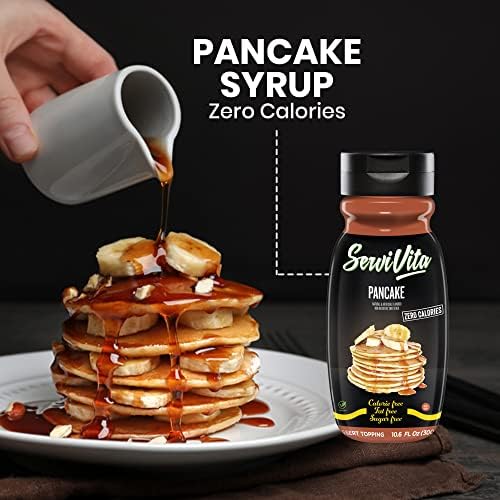 Sugar Free Pancake Syrup Zero Calories and Fat Free, 10.6 FL OZ - No Sugar Pancake Syrup Dessert Topping Gluten-Free, Non-GMO, Vegan and Keto Friendly - ServiVita
