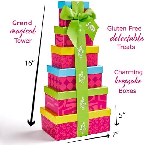 Gluten Free Palace Gift Basket Tower – Premium Gift Basket for Mother's Day – 6‑Tier Elegant Gluten Free Cookie Treat Tower for Families – Gourmet Kosher Gift Tower for Mom, Adults, Corporate, & Friends.