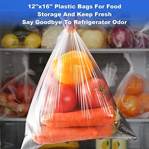 12x16 Plastic Produce Bags on a Roll - Clear Plastic Bags for Food, Vegetable, Fruits, Bread, Pet Bags and Grocery Clear Bag- 350 Bags/roll (2 Roll)