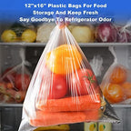 12x16 Plastic Produce Bags on a Roll - Clear Plastic Bags for Food, Vegetable, Fruits, Bread, Pet Bags and Grocery Clear Bag- 350 Bags/roll (2 Roll)