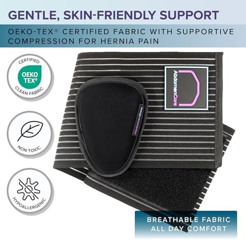 Abdomencare Umbilical Hernia Belt for Men and Women | Abdominal Hernia Belt for Women & Men with 2 Unique Compression Pads | Belly Button Umbilical Hernia Belts for Men | Hernia Support Binder | L/XL