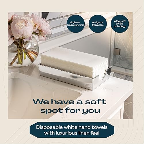 Lintext Disposable Linen-Feel Guest Towels - 12" x 17" Cloth-Like Hand Towels - Soft And Absorbent Paper Napkin For Bathroom, Kitchen, Or Event [Extra-Soft - Pack of 200]