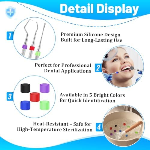 200 Pcs Dental Code Rings, 6mm Silicone Non-Toxic Orthodontic Rings Accessory, 5 Vibrant Colors, Autoclavable Instrument Identification System for Dental Clinics