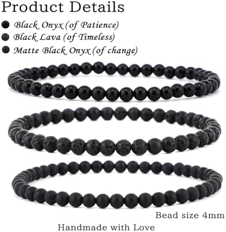 NCB 2.3-Piece 4mm Natural Crystal Gemstone Stretch Bracelets – Handmade Reiki Energy Healing Jewelry for Meditation,Yoga, Unisex