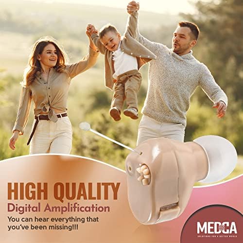 Hearing Amplifier Set - Mini ITC (In-The-Canal), In Ear Personal Hearing Amplification and Digital Sound Enhancer PSAD (Pair) Extra Small Upgraded Second Generation Design by MEDca