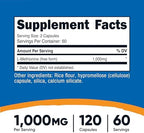 Nutricost L-Methionine (1,000 mg) 120 Capsules - 60 Servings, Gluten-Free, GMO-Free