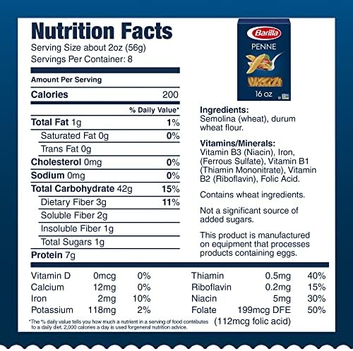 Barilla Penne Pasta, 16 oz. Box - Non-GMO, Made with Durum Wheat Semolina - Kosher Certified
