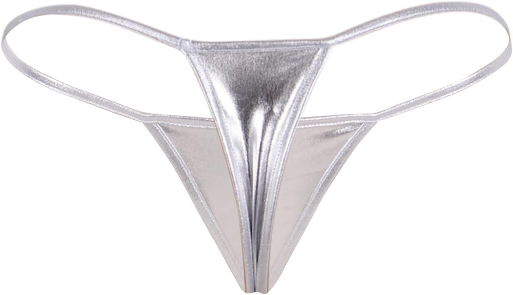 ohyeahlady Womens Sexy G-String Thongs Leather Bikini Panties Micro Underwear Low Rise T-Back Lingerie Underpants Plus Size