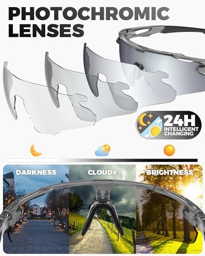 VICTGOAL Cycling Glasses Photochromic Sunglasses for Men Women TR90 Frame Glasses with UV Protection Bike Glasses for Cycling