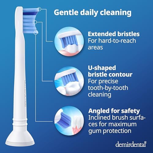 Toothbrush Heads mini Medium Compatible with Philips Sonicare Toothbrush Heads - Small Medium Replacement Heads - Daily Precision Brush Heads - White - Replaces HX6028-8 Pack