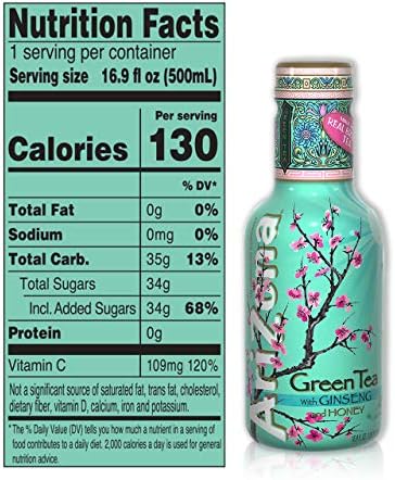 AriZona Green Tea, 16.9 Fl Oz (Pack Of 20)