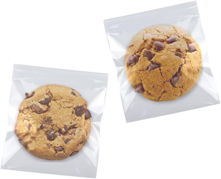 SUREHOME Cookie Bags Cellophane Clear Individual Treat for Cookies, 5x6 Inch Gift Giving Packaging, 100PCS Plastic Self Adhesive Wrappers Candy Bag