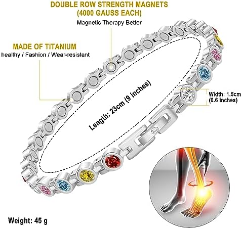 JEROOT Titanium Steel Magnetic Anklets Bracelets for Women, Magnetic Anklet for Women with 3500 Gauss Magnets, Adjustable Women's Anklet for Jewelry Gift