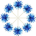 Gyufise 30Pcs Foil Firework Cupcake Toppers Happy Birthday Cake Toppers Sparkle Tinsel Flower Drink Stirrers Cocktail Food Fruit Toothpicks for Valentine's Day Party Supplies Blue