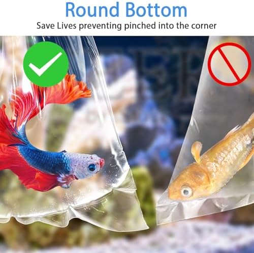 Live Fish Bags, 10x20” Round Bottom Double Seal Clear Fishery Bags, Leak-Proof Fish Transport Shipping Bag, HDPE Bag for Freshwater & Saltwater (Ultimate 3 mil, 50 Pack)