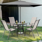 VINGLI Patio Chairs Set of 6 – Stackable Outdoor Dining Chairs with Comfortable Sling High Back Chairs and Armrests for Lawn, Poolside, Courtyard, Balcony, Garden, Yellow