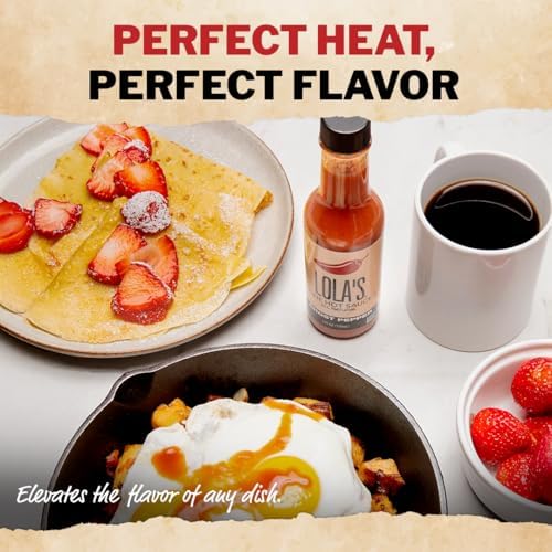 Lola's Fine Hot Sauce Ghost Pepper, All-Natural Bhut Jolokia Chili with Red Jalapeños, & Garlic, Vegan & Keto, Family Recipe Ghost Pepper Hot Sauce for Eggs, Brats, Nachos & More, 5 oz, 4-Pack