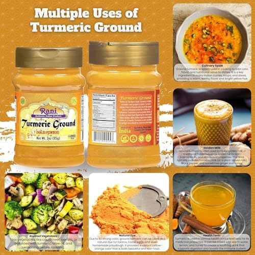 Rani Turmeric (Haldi) Root Powder Spice, (High Curcumin Content) 3oz (85g) PET Jar ~ All Natural | 100% Pure, Salt Free | Vegan | Gluten Friendly | NON-GMO | Kosher | Indian Origin