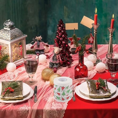 Healeved 5 Rolls Christmas Napkins - Printed Santa Claus Designs - Disposable Paper Towels for Bathroom