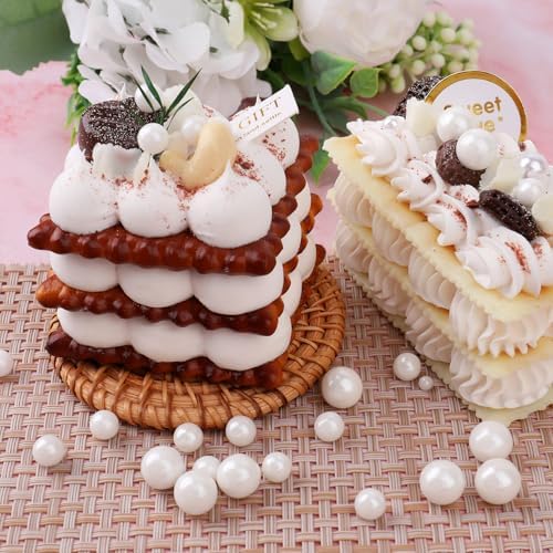 White Pearl Sprinkles for Cake Decorating, 6 Sizes Mix 4.6 oz Edible Pearls Sugar Sprinkles for Baking Cupcake Cookies