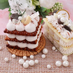 White Pearl Sprinkles for Cake Decorating, 4 Sizes Sugar 130g/4.6oz, Cupcake, Ice Cream, Donuts, Macaron Toppings Supplies (2mm, 4mm, 7mm, 1cm)