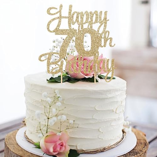 Happy 70th Birthday Cake Topper - 70th Birthday Party Decorations,70 Cake Topper,70 Anniversary Decor (70th)