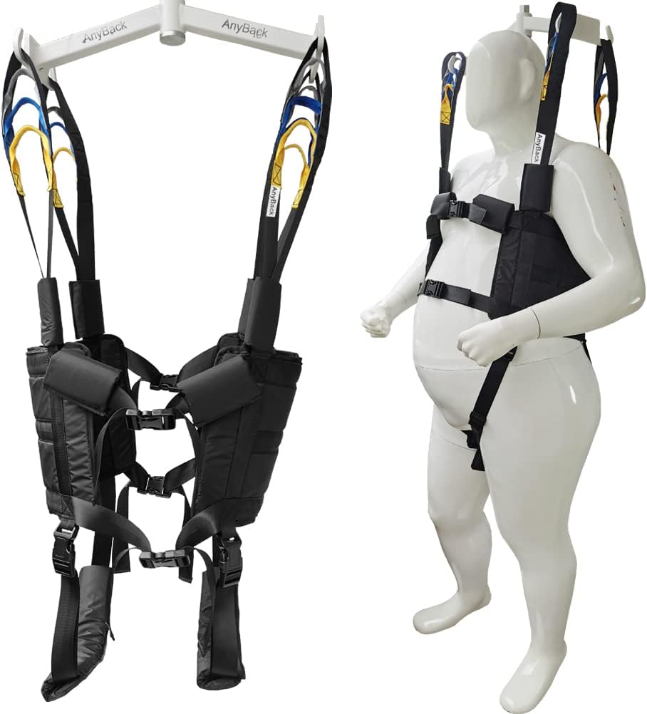 Patient Lift Sling Medical Aid Standing Transfer Belt Walking Strap Heavy Duty Carrier Fold Up Full Body Get Up Sit to Stand Assist for Elderly Senior AnyBack Black