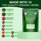 Organic Dandelion Wolfberry Tea - Kidney and Liver Detox Tea - Organic Liver Kidney Cleanse & Detox with Dandelion, Goji Berry, Milk thistle, Turmeric, Hibiscus and extra Herbal Ingredients