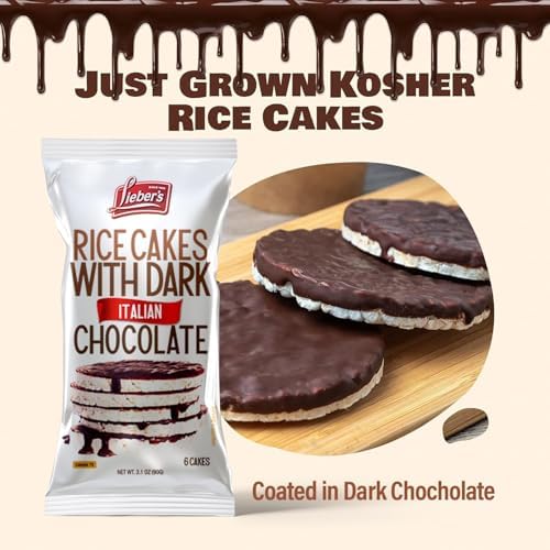 LIEBERS Dark Chocolate Rice Cakes, Kosher Certified Dairy Free, Gluten Free Snack (Dark Chocolate) Pack Of 8…