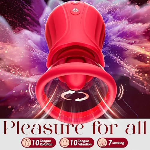 Vibrator Sex Toys Rose Toy - AI APP Adult Toys for Women 7 Sucking & 10 Tongue 360° Licking & Vibrating, Rose Sex Toy Vibrators for Clit Nipple, Removable Cup Couples Sex Furniture Bedding