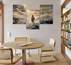 3Pcs Jesus Walking On Water Canvas Wall Art Christian Bible Stories Painting Picture Wall Decor Religious Spirit Faith Poster Print Artwork For Living Room Bedroom Church Ready To Hang