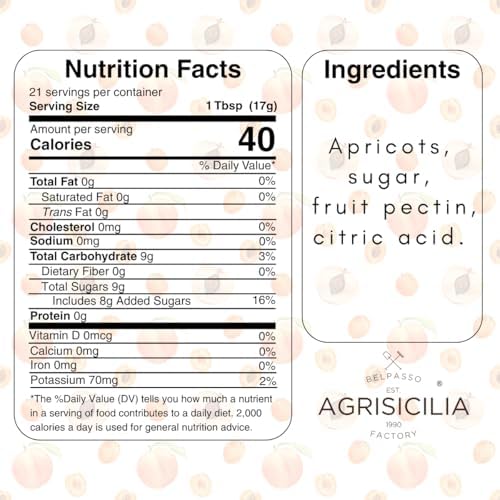 Agrisicilia Sicilian Apricot Jam – Authentic Italian Fruit Preserve, Made in Sicily, 12.7 oz (360 g) Glass Jar