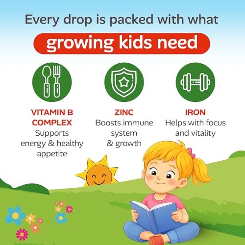 Appetite Booster for Kids & Adults | Appetite Stimulant Liquid Vitamins | Weight Gain Supplement | Supports Digestive Health, Memory & Vitality | Vitaminas para Niños | 6 Fl Oz, 1-Pack