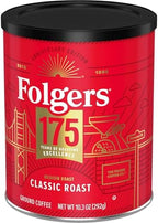 Folgers Classic Medium Roast Ground Coffee, 10.3 Oz 175th Anniversary Limited Edition Metal Can