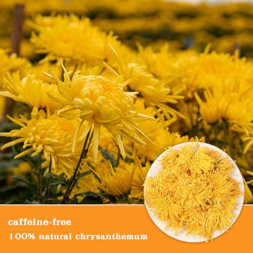 Dried Yellow Chrysanthemum Flower Tea, 20g/0.7oz Premium Dried Chrysanthemum Tea, Pure Juhua Herbal Tea Loose Leaf, Sweet Fresh No Sugar No Gluten