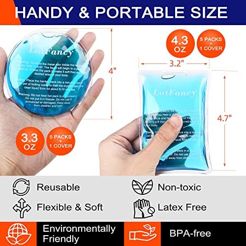 LotFancy Reusable Hand Warmer, 10 Click Activated Instant Heat Packs and 2 Wraps, Snap Hot Therapy Compress, Gel Heating Pad for Pain Relief, Outdoor & Portable Size
