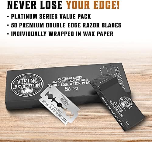 SHAVING REVOLUTION Double Edge Razor Blades - Men's Safety for Shaving Platinum Japanese Stainless Steel a Smooth, Precise and Clean Shave - 50 Count